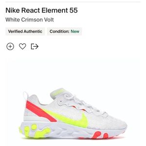 Nike React Element 55 white/volt mens sz 13